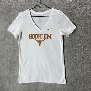 Nike Shirt Womens Medium Texas Longhorns White Short Sleeve Tee Athletic Cut M